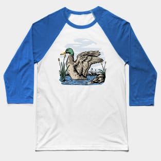 Swimming Duck Baseball T-Shirt